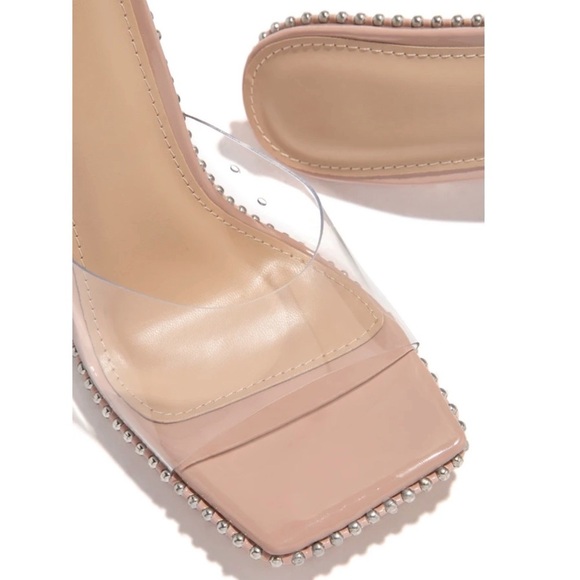Stud Detailing Clear Nude Heels - Picture 3 of 6